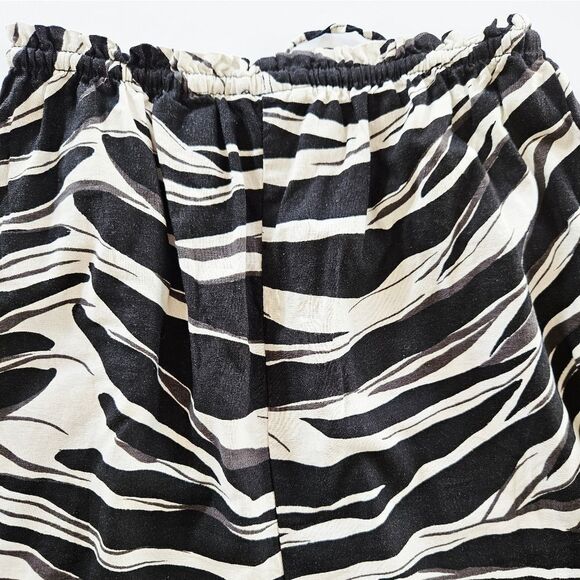 H&M Linen Blend Zebra Print A-Line Long Drawstring High Waisted Maxi Skirt M - Picture 11 of 11